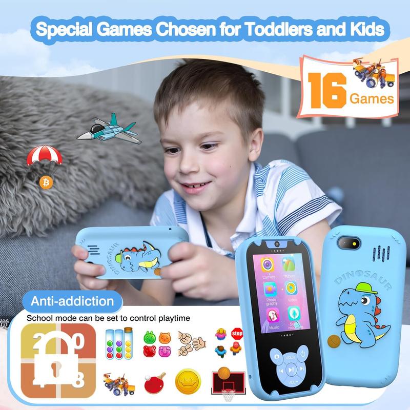 CHRISTMAS GIFT Kids Toy Camera Phone, Christmas Birthday Gifts for Toddler and Kid Age 3~8 Year Old, Touchscreen Learning Toy, MP3 Music Player, Gifts for Boys