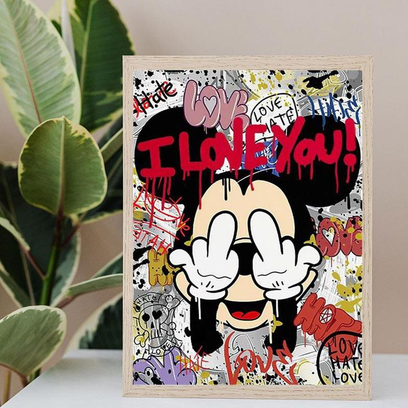 DIY Artificial Rhinestones Arts Painting Kit Without Frame, Cartoon Mouse Pattern DIY Painting, Handmade Craft Wall Art Decoration