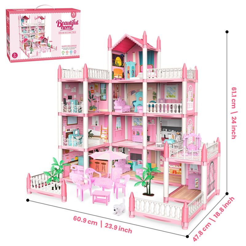 Doll House For Girls Playhouse Dollhouse Toy Set,Dollhouse With Lights For Kids, Portable Building Dolls Playset Toys Kit Gift Christmas, Thanksgiving Day Gift, Gaming Gift