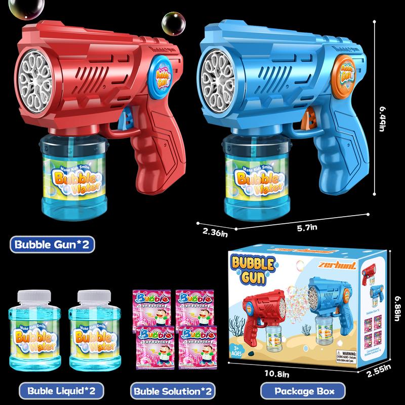 2024 Christmas Gifts Toys for Kids 2-Pack Bubble Guns Backyard Outdoor Toy: 10-Hole Bubble Gun with Rich Bubbles & LED Light