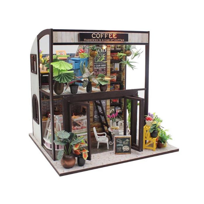 DIY Miniature Time Coffee House Kit - High-Quality Wood Materials