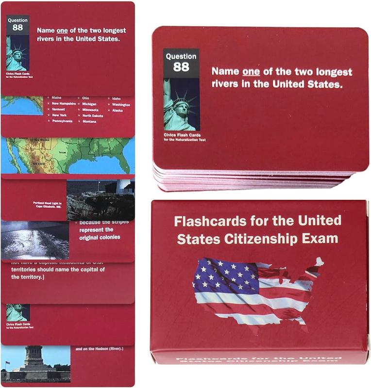 US Citizenship Exam Cards 2024-Portable Cards Prepare for the Naturalization Exam with 100 Official USCIS Questions and Answers (English Version)