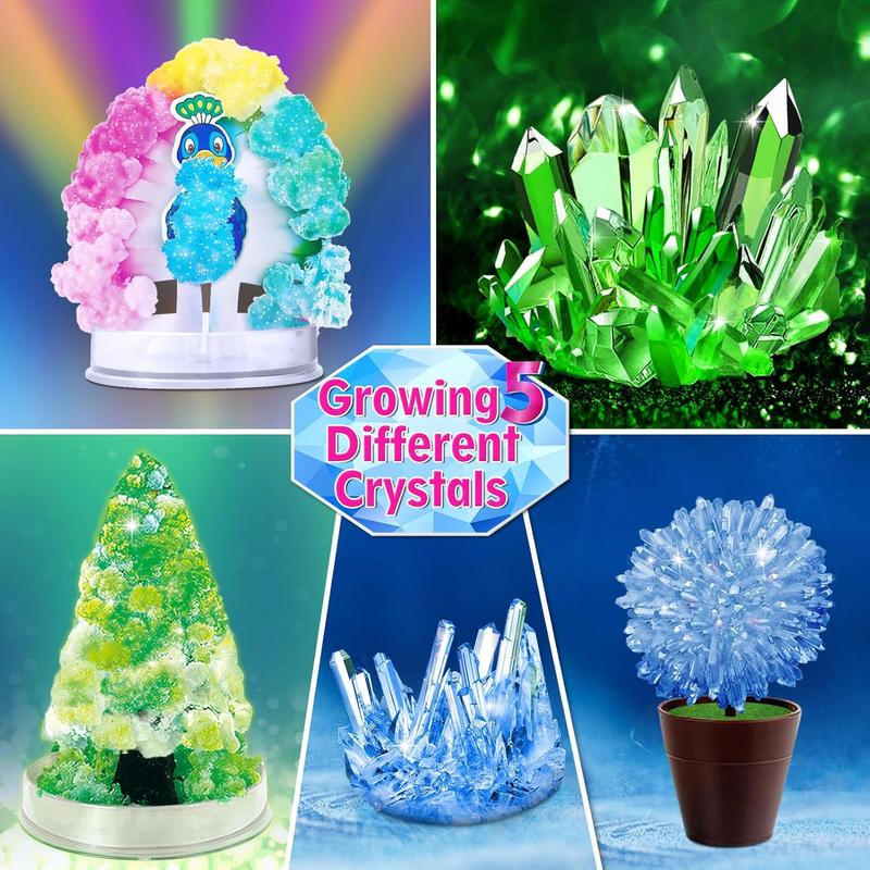 Christmas Gift Crystal Growing Experiment Science Kits for Kids, Projects Learning Educational Toys Gifts Idea for Boys Girls, Grow 5 Vibrant Crystals Making Kit