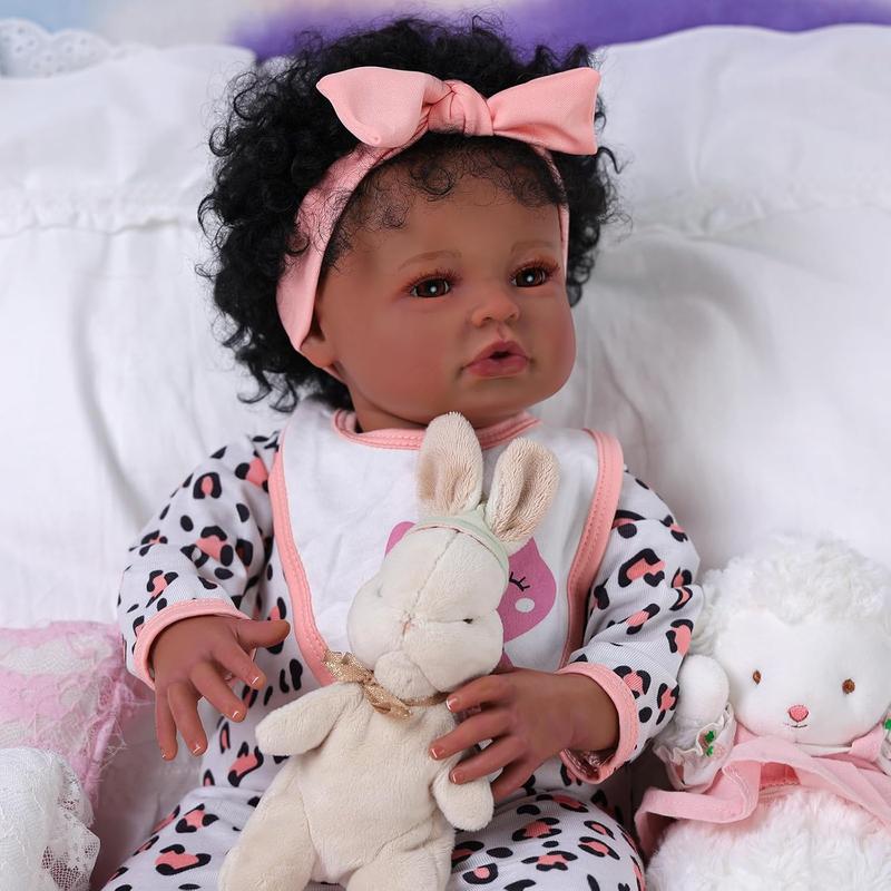 BABESIDE Lifelike Reborn Black Girl- 20-Inch Realistic Newborn Real Life Baby Dolls with Clothes and Toy Gift for Kids Age 3+ - Natalie