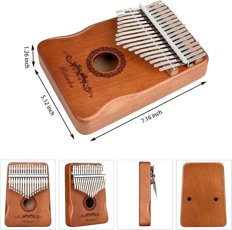 Kalimba Thumb Piano 17 Keys - Musical Instruments for Kids and Adults - Brown