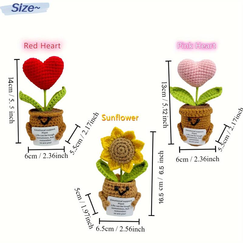 Handmade Crochet Faux Potted Plant, 1 Count Emotional Support Plant Crochet Kit, Sunflower Pots Set, All-season Fabric Decor, with Inspirational Cards