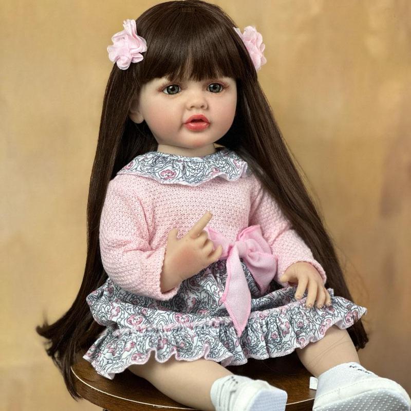 22 Inch Life-like Reborn Doll, Soft Silicone Realistic Girl Doll, Ideal Dolls Toy, Pretend Play Props, Birthday Gifts, Toys for Adults, Thanksgiving, Childlike Toys, Christmas Gift