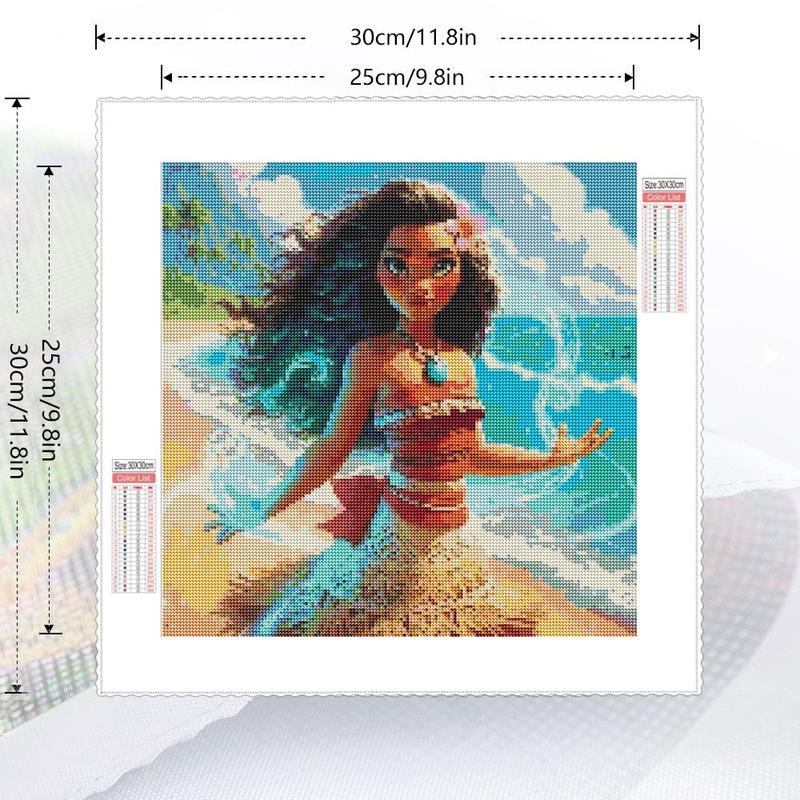 Moana Pattern DIY Diamond Arts Colorful Painting Kit without Frame, 5D DIY Diamond Decor Painting by Numbers Kit, DIY Wall Art Decor