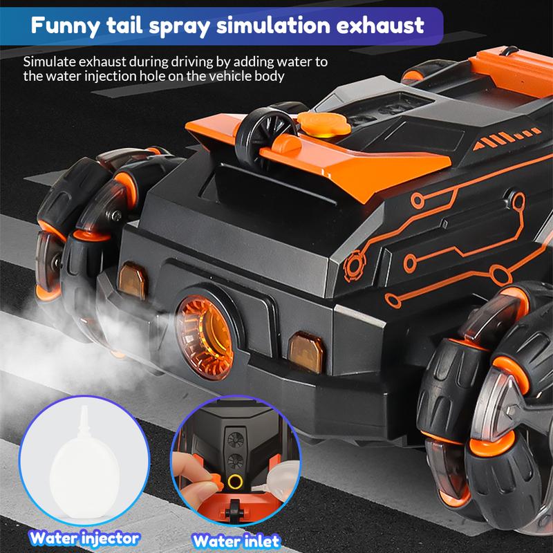 RC Car Rechargeable USB 6 Wheels Drive Smoke Light Dual Grip Remote Control Hand Gesture Sensor an Off Road Climbing Drift Stunt 360 Degree Rotating Flipping Back Car JC03