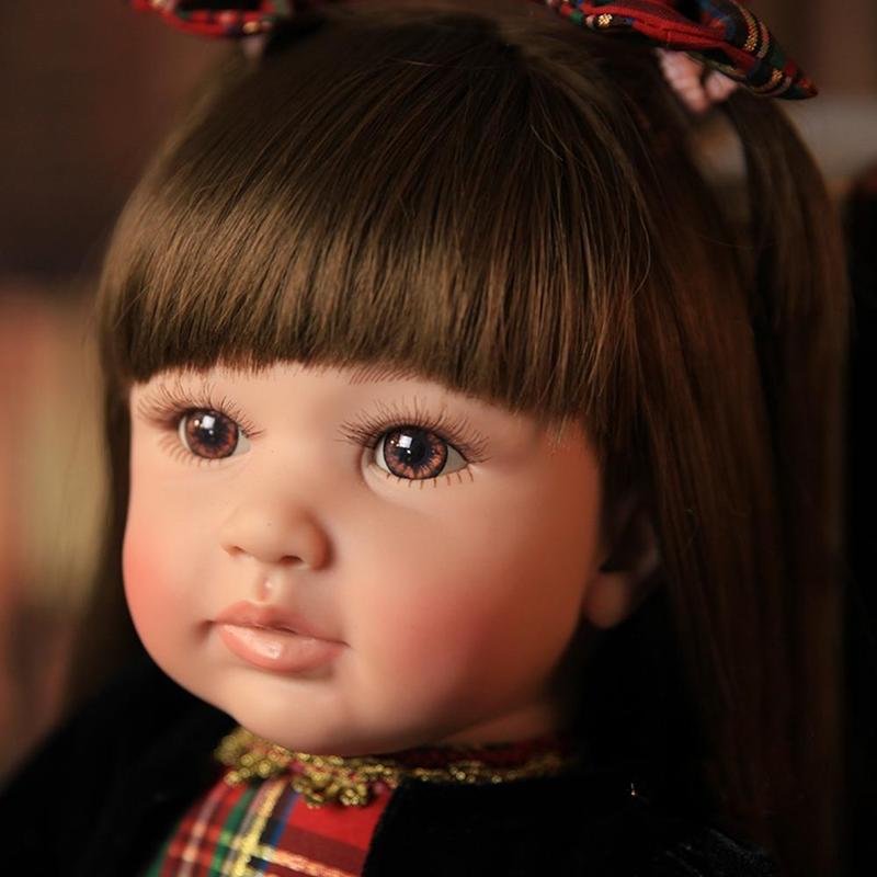 60cm 24 Inches Rebirth Doll Girl Doll, Reborn Baby Dolls &  Handmade Girl Doll, Brown Simulated Long Hair, Brown Eyes Cute Doll, Birthday Gift