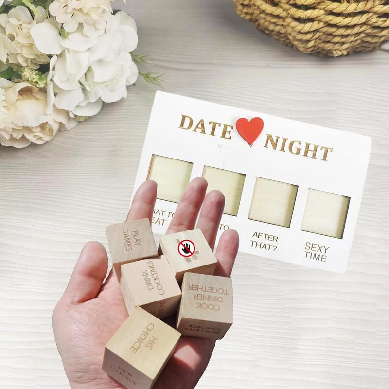 Date Night Dice, Wooden Couples Decision Dice for Him and Her, Date Night Ideas for Girlfriend or Boyfriend - Valentine's Day Anniversary Games Christmas Birthday Gifts for Husband Wife