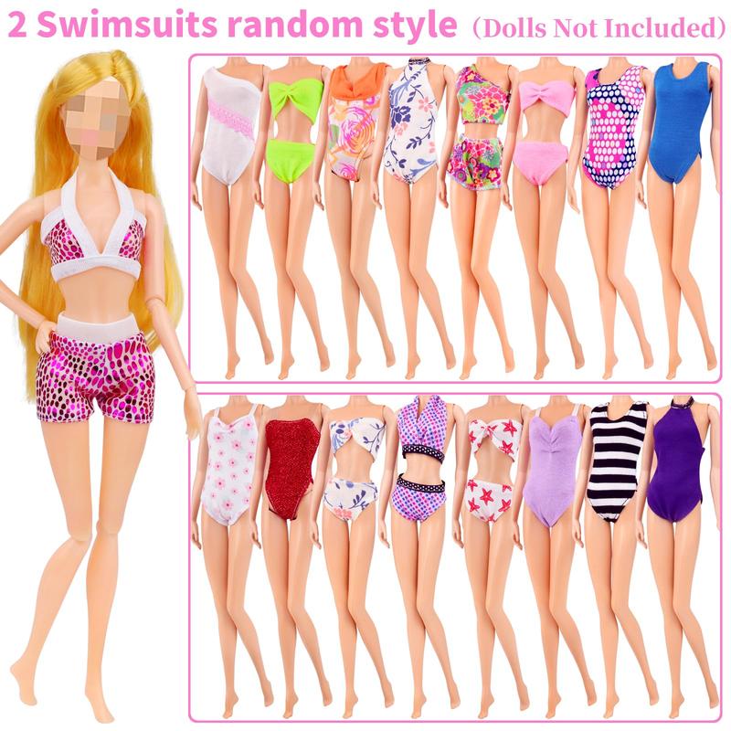 43 Pcs Doll Clothes and Accessories for 11.5 Inch Doll, Include 2 Princess Gowns 2 Fashion Skirts 5 Mini Skirts 2 Swimwears 2 Fashions 10 Shoes 10 Hangers 10 Necklaces