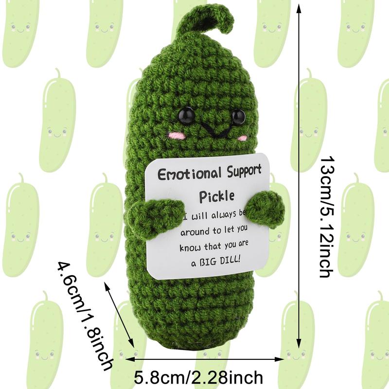 Emotional Support Pickle, Cute Crochet Pickled Cucumber Knitting Doll Handmade Crochet Doll Inspirational Gifts Ornaments Emotional Support Crochet Pickled Knitting Doll for Christmas Ornament Gift