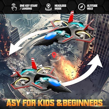 BEZGAR 2.4GHZ remote control aircraft, camera remote control reconnaissance aircraft, half an hour flight time, 360° flip fighter toy, suitable for 8-13 year old beginners to easily control, equipped with colorful LED navigation lights, Birthday Gift