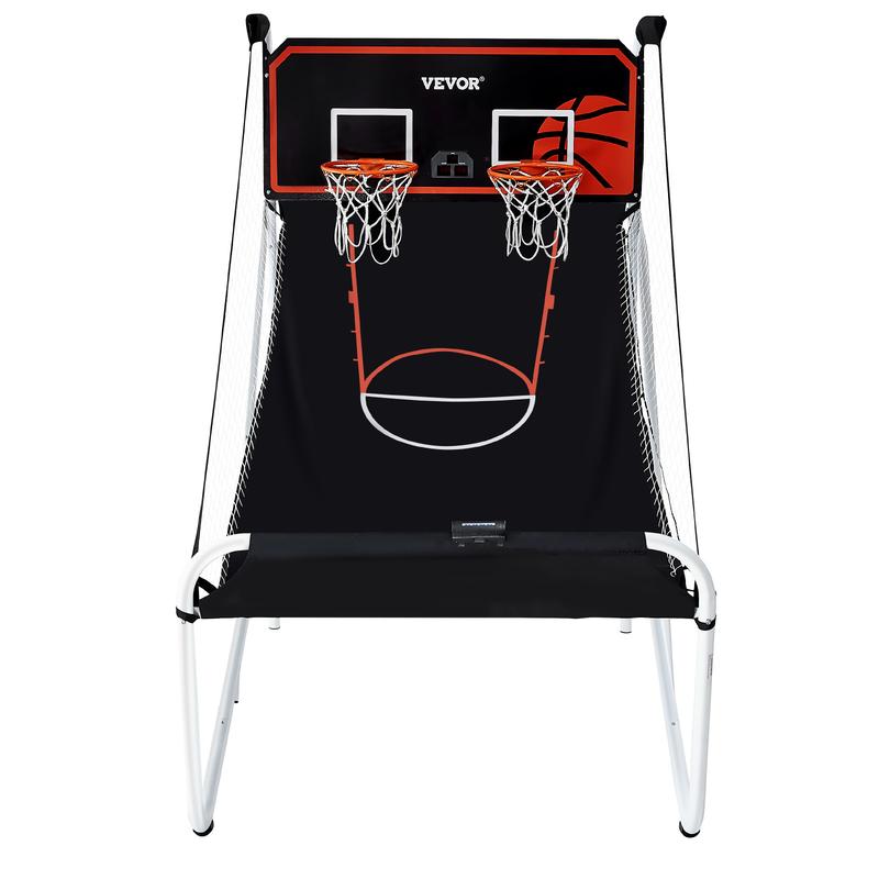 VEVOR Foldable Basketball Arcade Game, 2 Player Indoor Basketball Game, Home Dual Shot Sport with 5 Balls, 8 Game Modes, Electronic Scoreboard, and Inflation Pump, for Kids, Adults (Black & White)