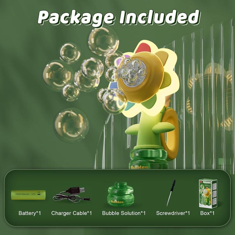 Bubble Machine, Seven-color Flower Bubble Machine, Ambient props for indoor and outdoor birthday parties, Handheld Design,Night Light ,Large Bubble Output,Sunflower,bubble twirler,wubble bubble balls,dinosaur bubblemachine,touchable bubbles,fun bathtoy