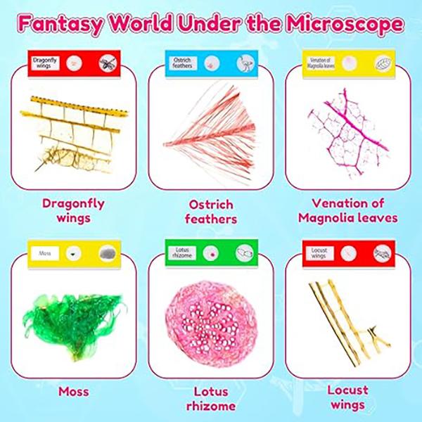 Portable Educational Microscope Science Kits for Kids Gifts for 5 6 7 8 Year Old Girls Birthday Toys Gifts Kids Microscope for Age 4-10 Boys Kids