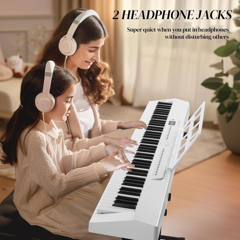 Ktaxon 88 Key Piano Keyboard Semi-Weighted Electric Piano, Portable Keyboard Piano with Stable Piano Stand, Portable Carry Bag, 2 Headphone Jacks, Bluetooth, MIDI, 200 Rhythms and 200 Tones(White)