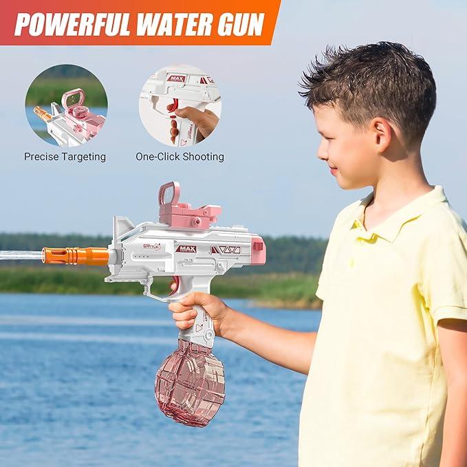 Summer children's fully automatic water shooting toy, large capacity water storage 500+cc electric water spray, outdoor beach, home swimming pool water battle game gatlingwaterblaster watergun blue memory training and observation