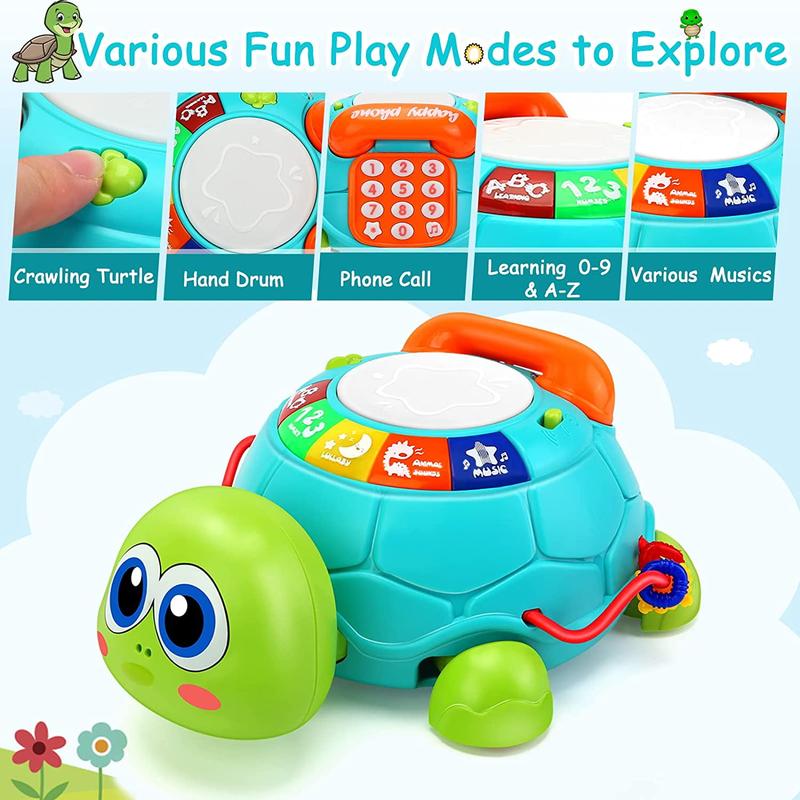 Light & Sound Musical Turtle Crawling Toys for 1 Year Old Boys Girls, Kids Learning Toys for 1 2 3 Year Old Boys Girls Birthday Christmas Gifts