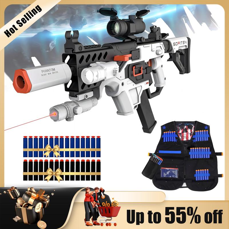 SOFITEN VIKTOR TRAP S1- Automatic sniper toy foam blaster set, with Tactical Vest Kit, Scope. Dart Toys with 120 Darts, IR and Flashlight. toys for boys, outdoor game for  Age 8+, nerf guns, Black Friday deals,Christmas gift. Birthday Gift idea.