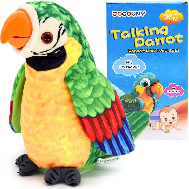 Toddler Toys - Talking Parrot Repeats What You Said, Interactive Toy Electronic Stuffed Animals Plush Pet Doll for Babies Kids Boys Girls Party Birthday Christmas Day Gifts