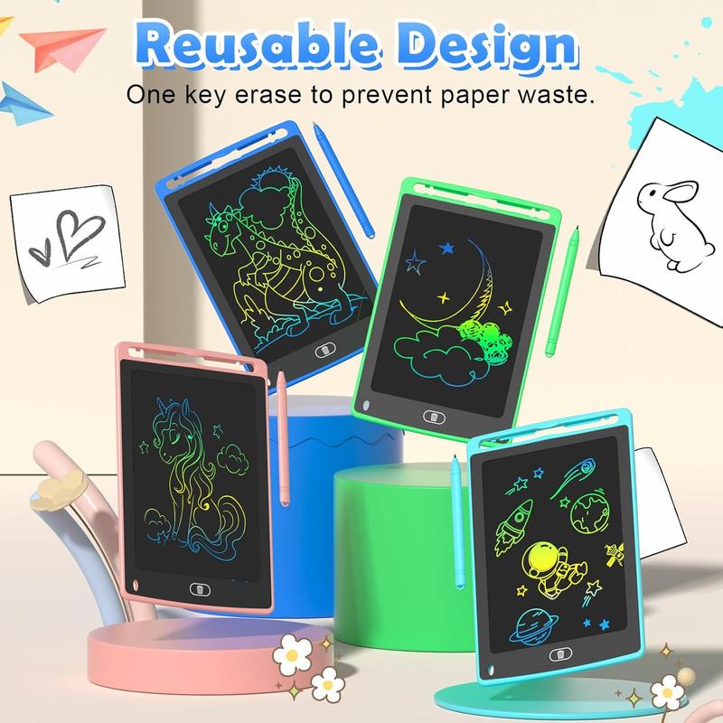 4 count LCD Writing Tablet for Kids, 8.5 Inch Colorful Doodle Board Drawing Tablet, Educational Learning Toys Birthday