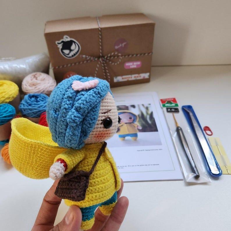 Crochet Kit, Coraline Crochet Kit, Amigurumi Kit, DIY Kit Craft Eco-friendly Gift for