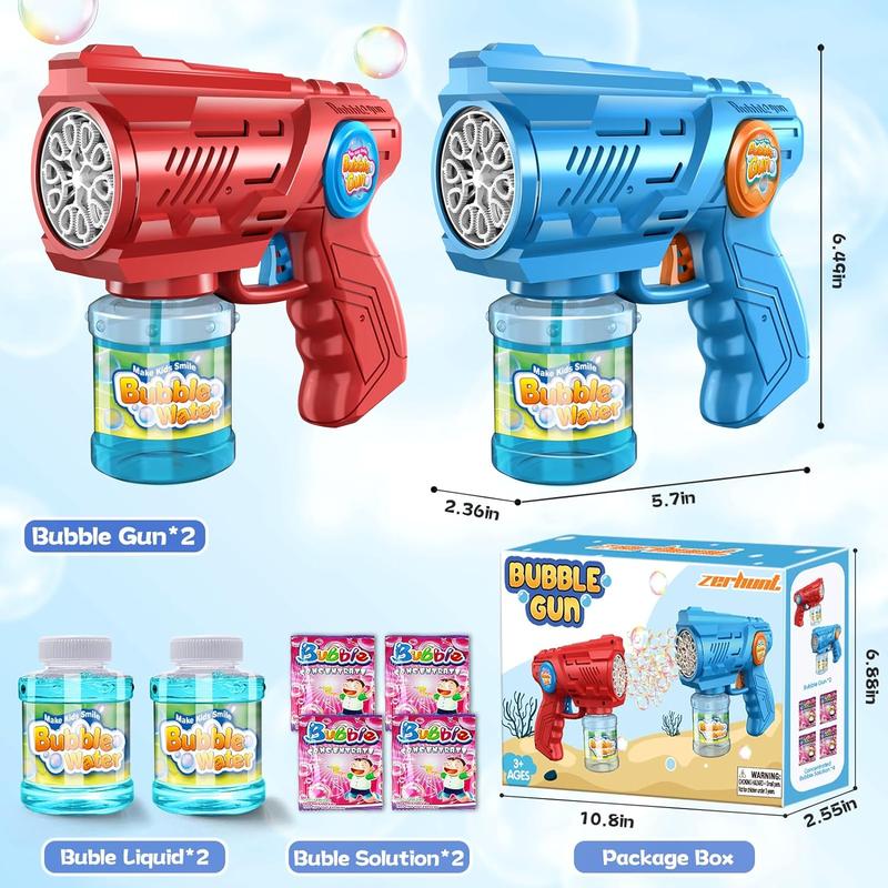 2024 Christmas Gifts Toys for Kids 2-Pack Bubble Guns Backyard Outdoor Toy: 10-Hole Bubble Gun with Rich Bubbles & LED Light