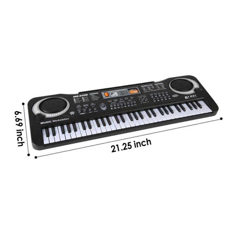 61-Key Digital Music Piano Keyboard Portable Electronic Musical Instrument w Mic