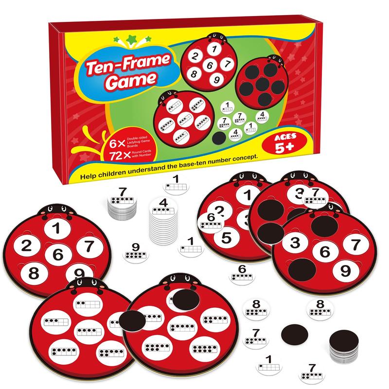 Ten Frame Set,Math Manipulative Games,Addition & Subtraction Math Flash Cards,Number Matching Learning Board Games