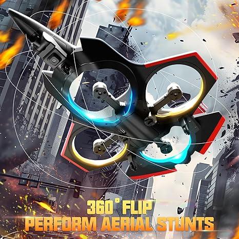 BEZGAR 2.4GHZ remote control aircraft, camera remote control reconnaissance aircraft, half an hour flight time, 360° flip fighter toy, suitable for 8-13 year old beginners to easily control, equipped with colorful LED navigation lights, Birthday Gift