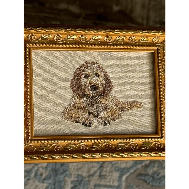 Goldendoodle Machine Embroidered and Framed! Other Breeds Available!