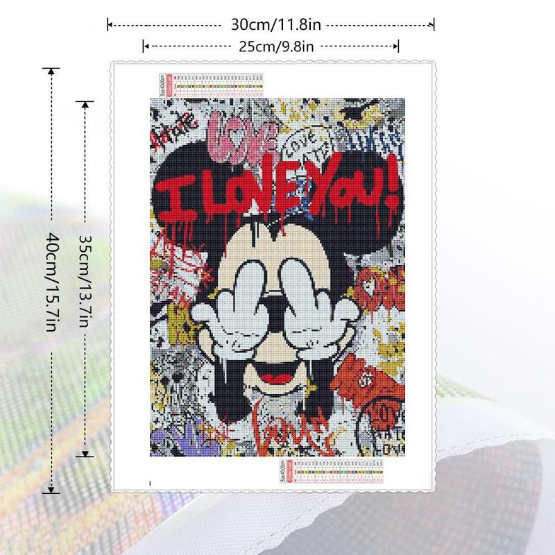 DIY Artificial Rhinestones Arts Painting Kit Without Frame, Cartoon Mouse Pattern DIY Painting, Handmade Craft Wall Art Decoration