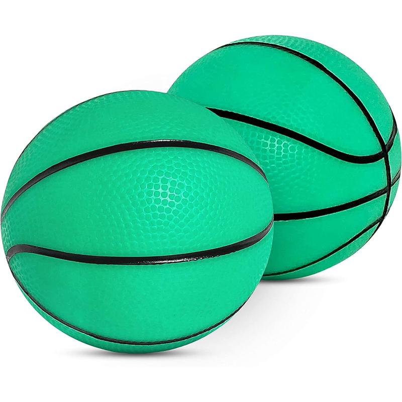 Glow in The Dark Basketball (2 Pack) - Fun Mini Glowing Ball Toys for Indoor or Outdoor Play - Soft, Lightweight PVC Material - Easy-Grip Design - Ideal for Nighttime Fun - Green, 5