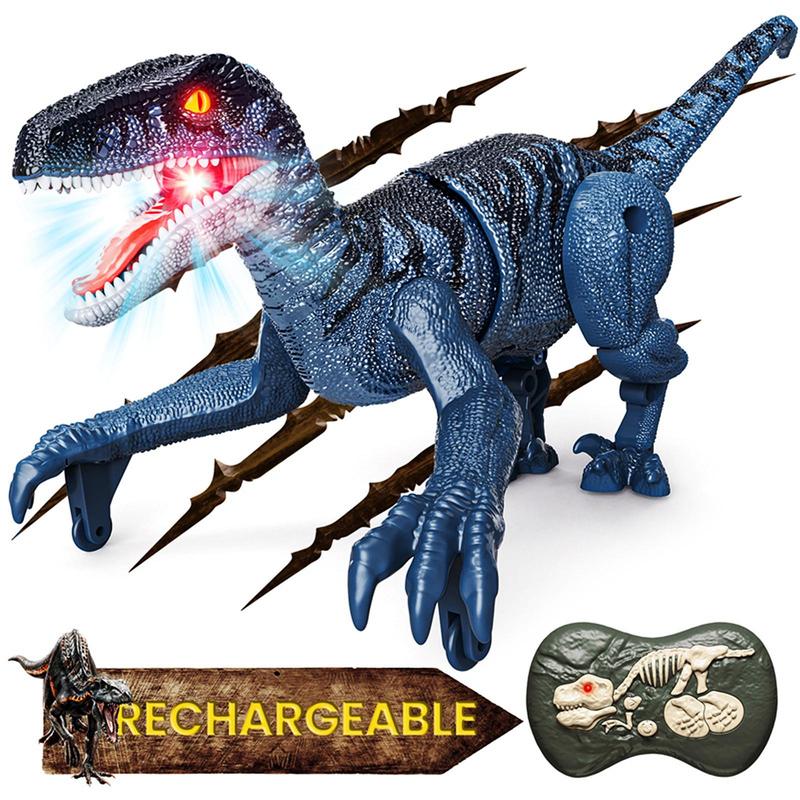 Remote Control Simulation Dinosaur Toy, USB Rechargeable Walking Robot Dinosaur With Light