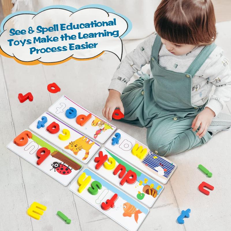 Learning Educational Toys and Gift for 3 4 5 6 Years Old Boys & Girls - See & Spell Matching Letter Game for Preschool Kids Learning Resources - STEM Educational Toys for Toddler Learning Activities