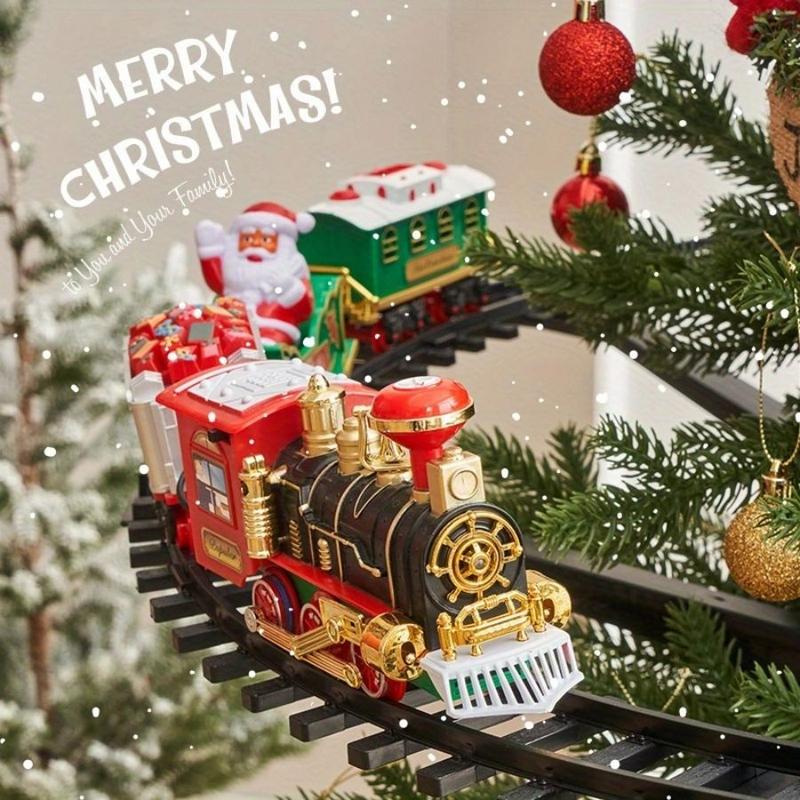 Electric Christmas Remote Control Train with Sound and Light, Hangs on Christmas Tree, Rail Car, Christmas Gift Toys Peripheral Products