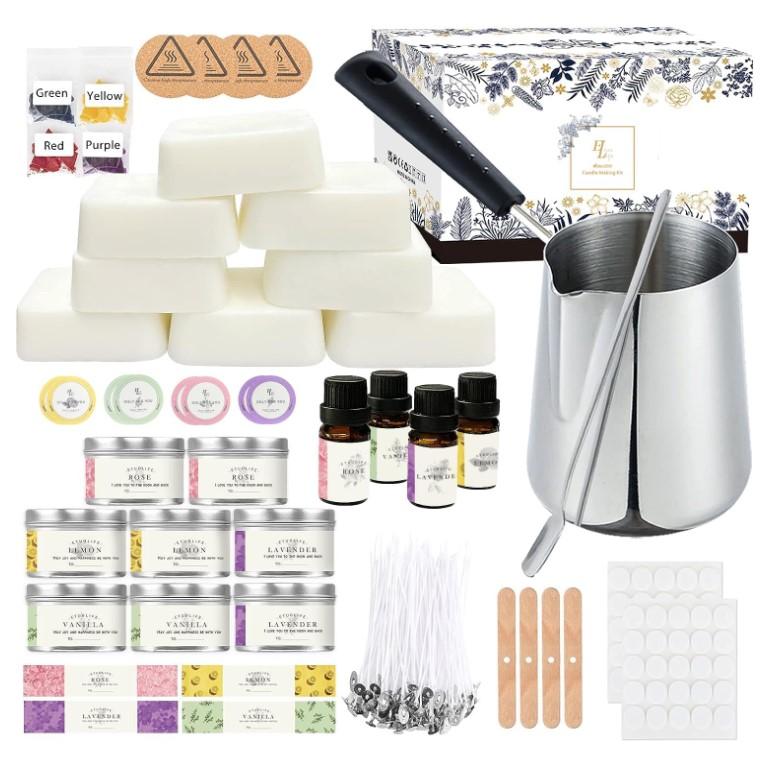 Complete Candle Making Kit for Adults Kids,Candle Making Supplies Include Soy Wax for Candle Making,Fragrance Oils Candle Wicks Dyes Jars Melting Pot,DIY Starter Scented Adults Beginners Craft Kits