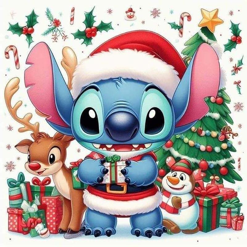 Stitch Pattern Diamond Arts Colorful Painting Kit without Frame, DIY 5D Diamond Arts Crafts for Gifts, Cartoon Wall Art Decorations for Home