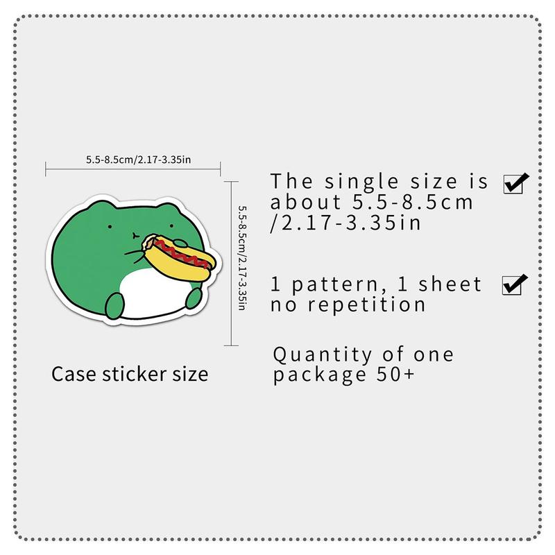 50pcs Cartoon Frog Pattern Stickers, Cute Animals Pattern Waterproof Decorative Stickers, DIY Decals For Water Bottle, Laptop, Phone Case, Scrapbooking, Journal Making