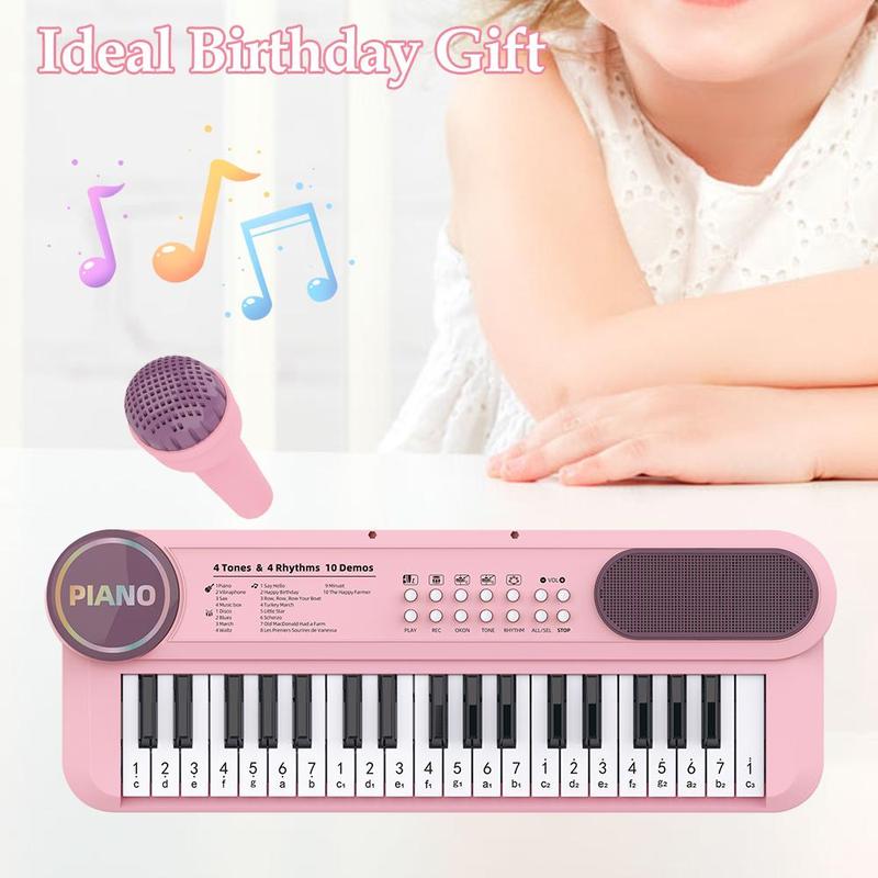 37 Key Electronic Piano Toy, 1 Set Musical Instrument Toy with Microphone, Mini Music Playing Toy, Educational Toy for Kids