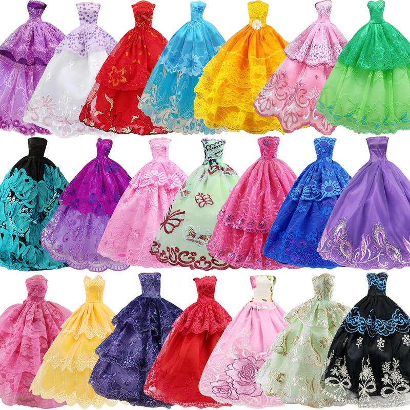 43 Pcs Doll Clothes and Accessories for 11.5 Inch Doll, Include 2 Princess Gowns 2 Fashion Skirts 5 Mini Skirts 2 Swimwears 2 Fashions 10 Shoes 10 Hangers 10 Necklaces