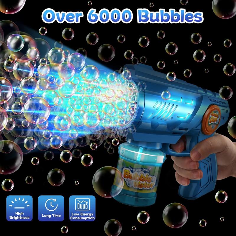 2024 Christmas Gifts Toys for Kids 2-Pack Bubble Guns Backyard Outdoor Toy: 10-Hole Bubble Gun with Rich Bubbles & LED Light