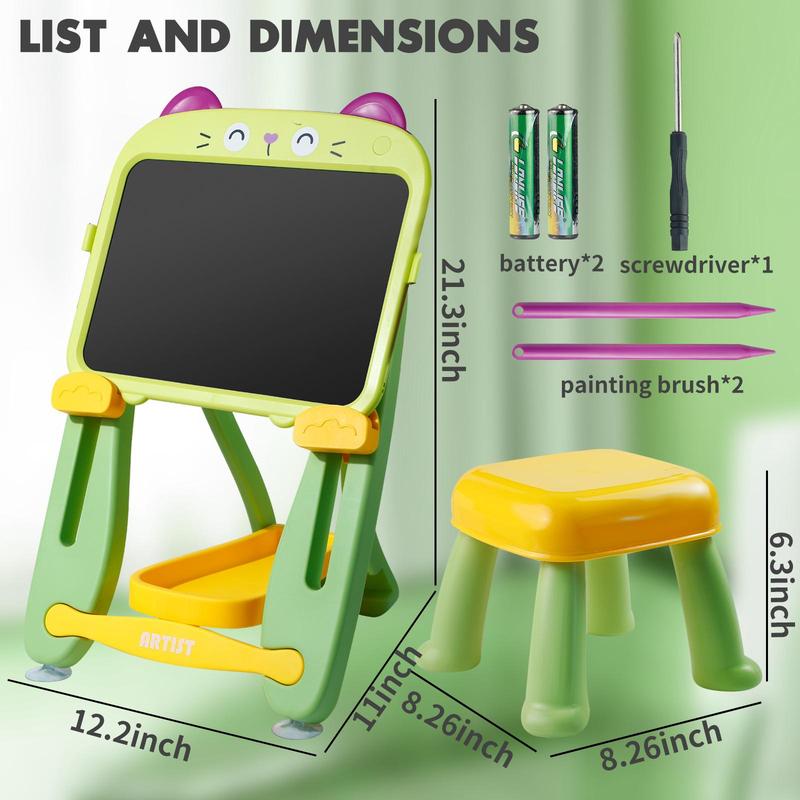 13.5-Inch LCD Writing Tablet with Adjustable Stand, Colorful Doodle Board for Kids Ages 3-6, Portable Electronic Drawing Pad, Eco-Friendly Educational Toy, Creative Drawing Tool for Boys and Girls, Perfect for Travel and Learning