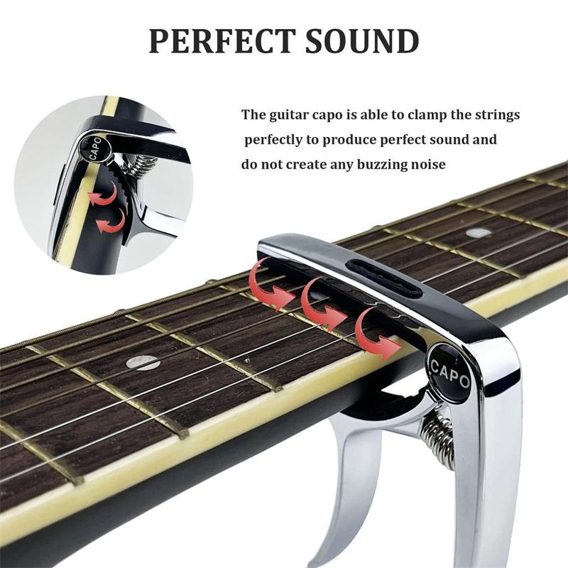 Capo for Acoustic and Electric Guitar, 7 Counts set 3 in 1 Capo with Pick Holder, Pin Puller and Guitar Pick, Music Accessories