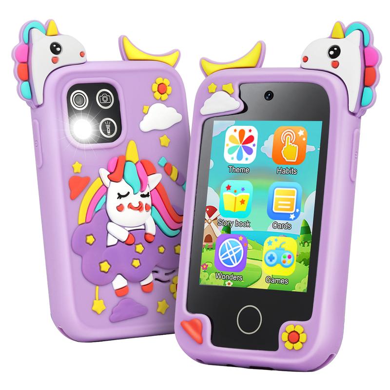 Kids Smart Phone for Girls Gifts - Toddler Christmas Birthday Gift for Age 3 4 5 6 Year Old, Kids Cell Phone Toy with Touchscreen, Dual Cameras, Learning, Music Player, Games with 8 GB Card