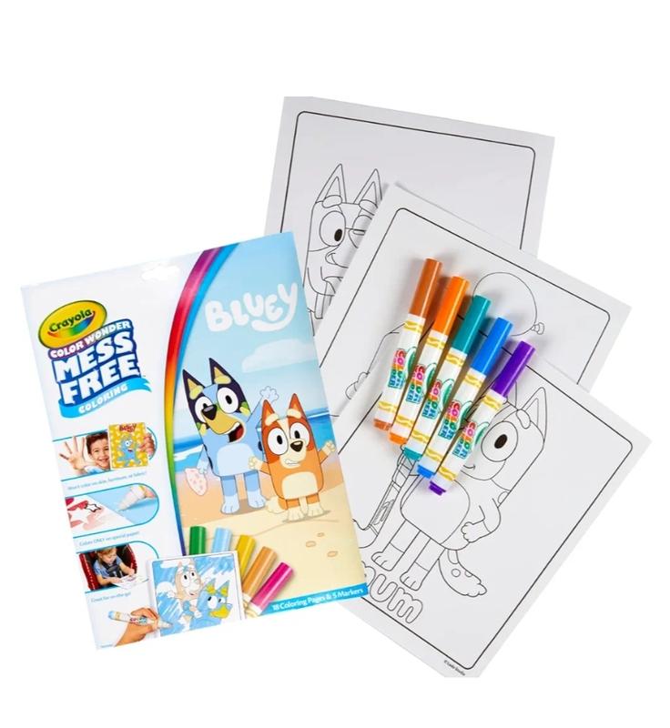 Bluey Color Wonder Coloring Set, 18 Bluey Coloring Pages, Mess Free Coloring for Toddlers, Bluey Toys & Gifts for Kids