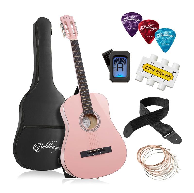 38-Inch Beginner Acoustic Guitar Starter Package, Pink