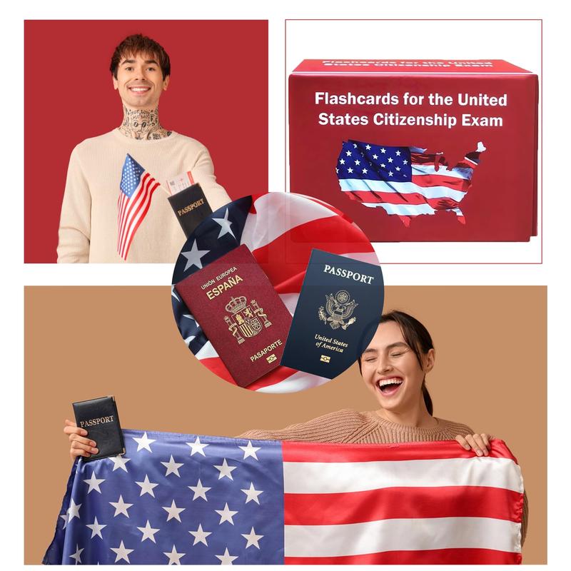 US Citizenship Exam Cards 2024-Portable Cards Prepare for the Naturalization Exam with 100 Official USCIS Questions and Answers (English Version)